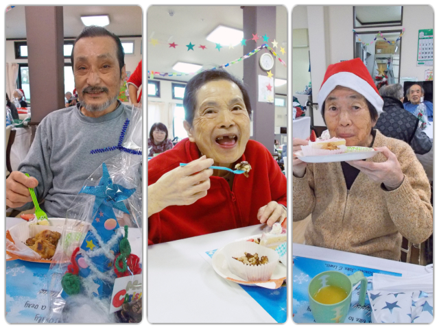 グループハウス横浜瀬谷「クリスマス会」ケーキとチキンで気分は・・・